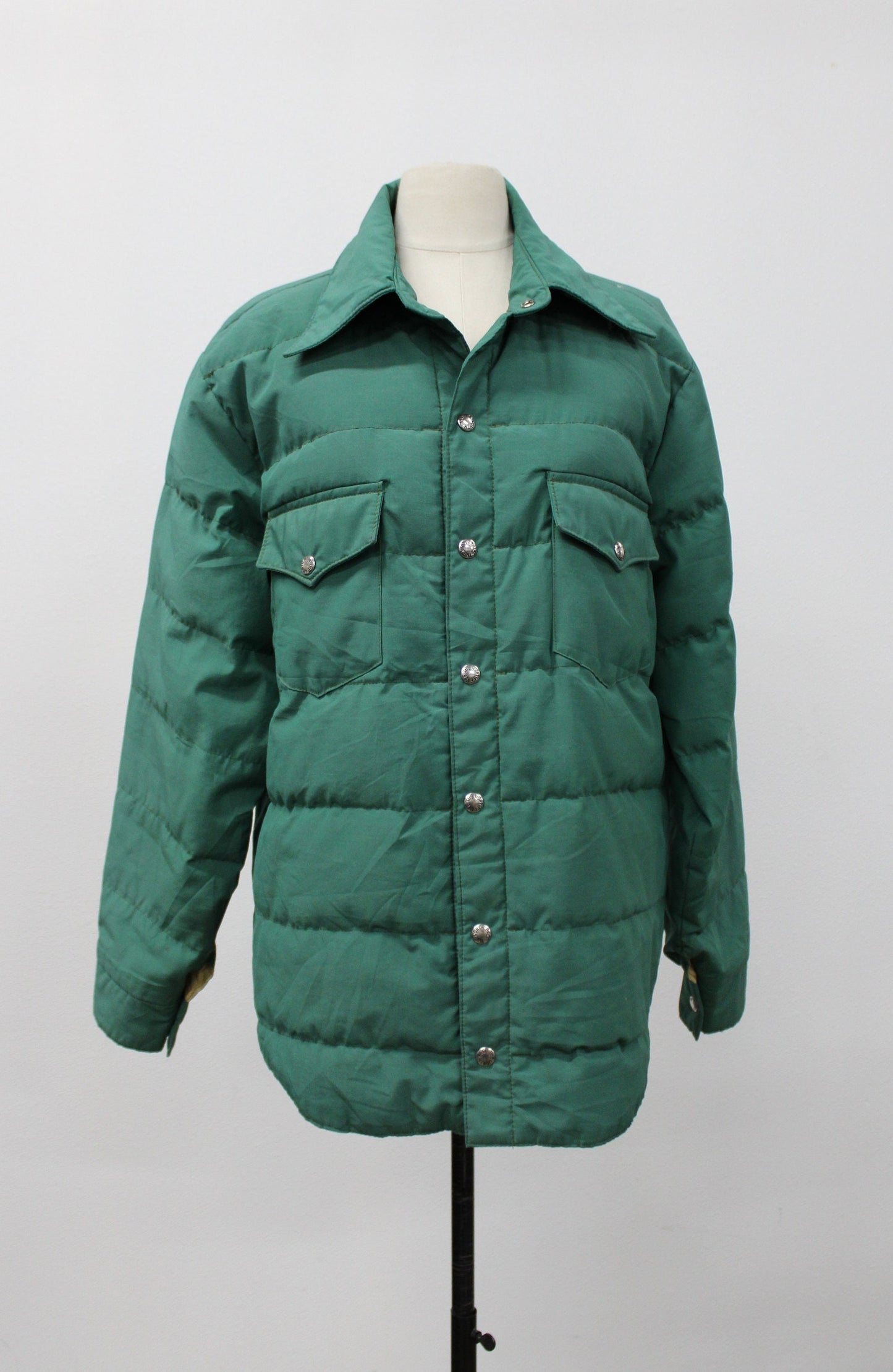 North face down jacket green vintage goose feather brown label rare