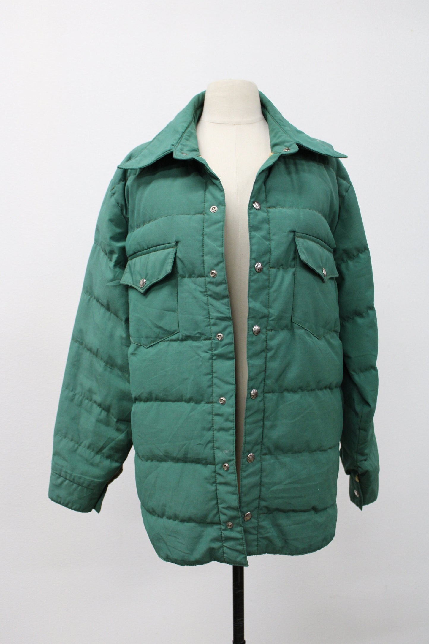 North face down jacket green vintage goose feather brown label rare