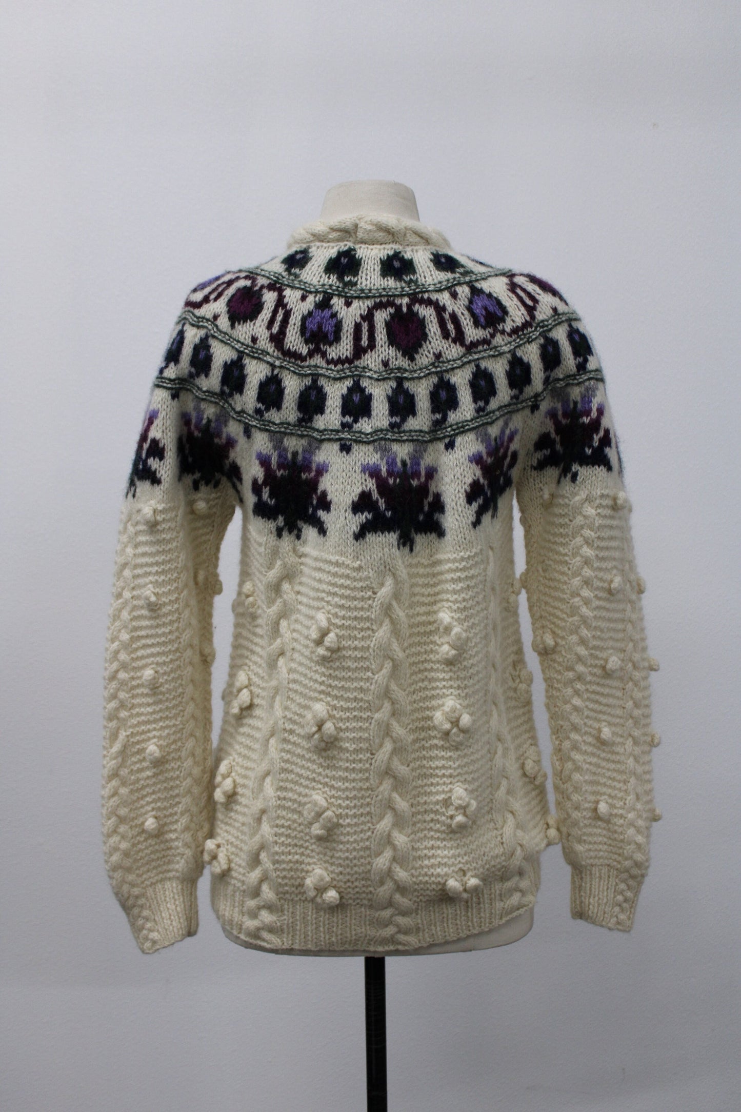 Women vintage knit woolrich sweater spades floral crew neck