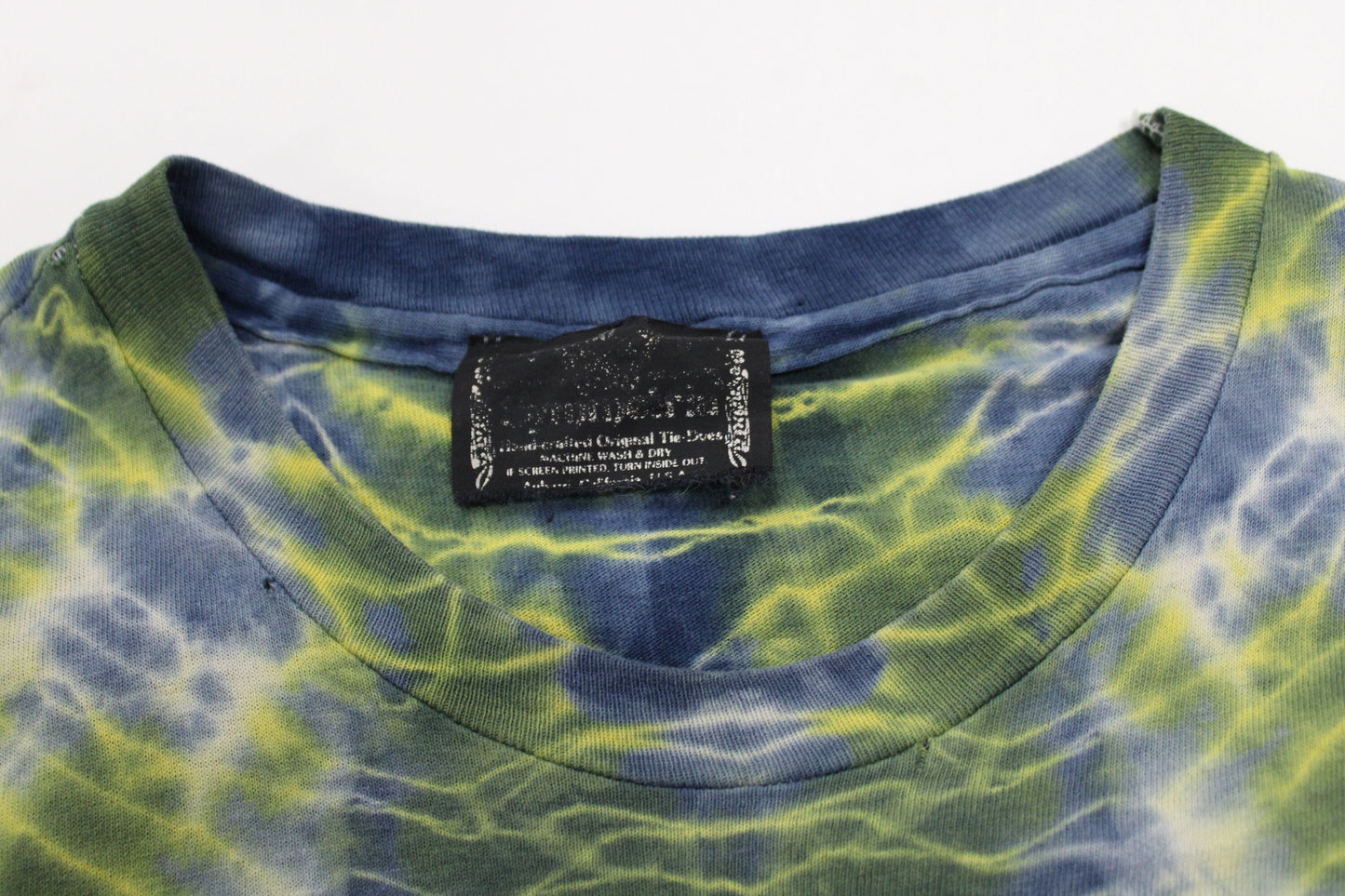 Iron maiden tie dye vintage t-shirt rare distressed 80's blue green symmetria