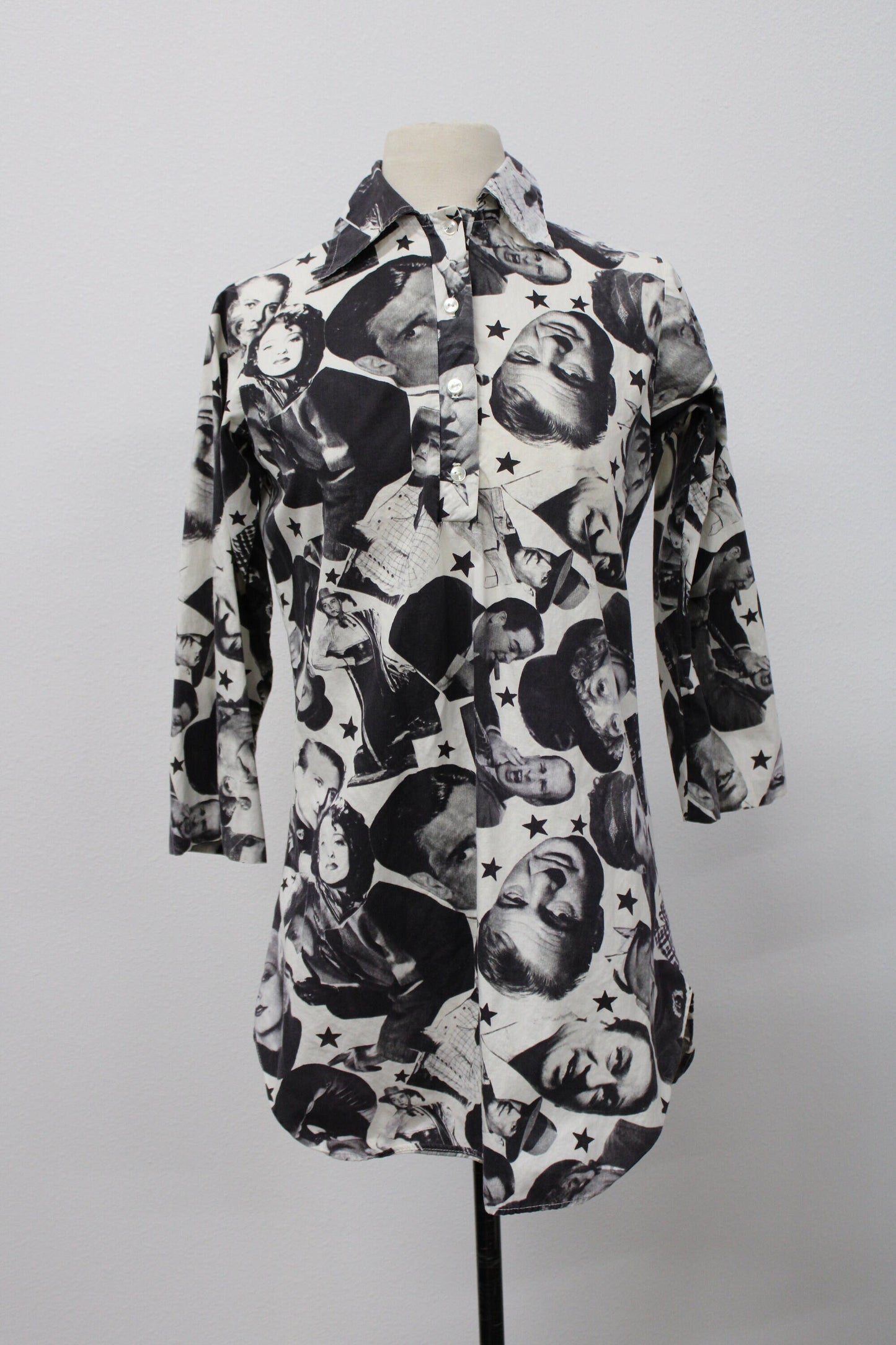 Vintage hollywood graphic actors 70's women top pajama mr p j by barad rare extremely print