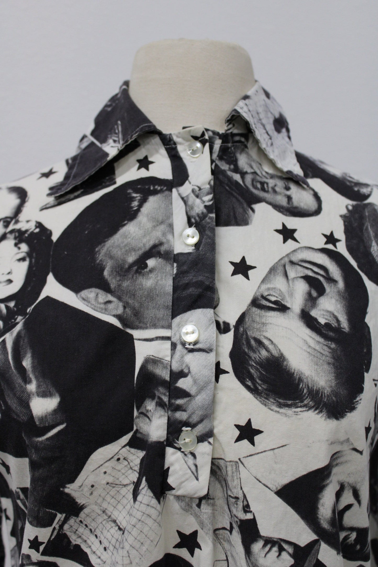 Vintage hollywood graphic actors 70's women top pajama mr p j by barad rare extremely print