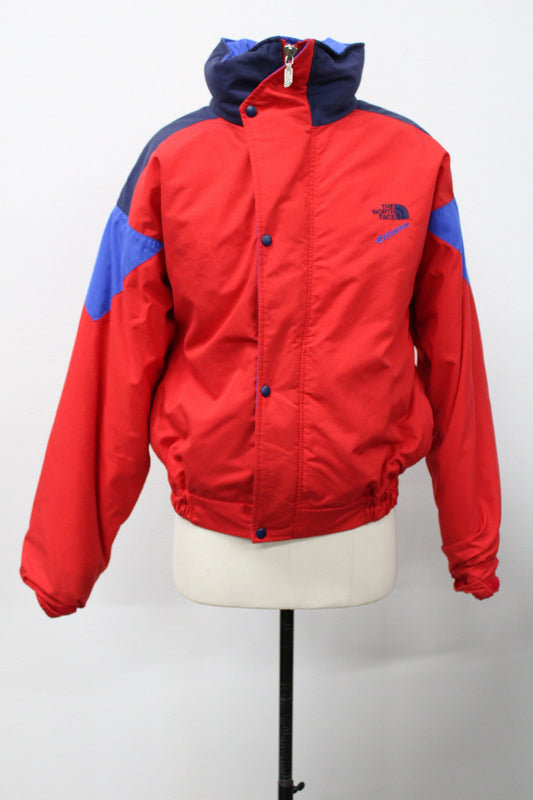 Red unisex winter blue bomber snap clousure zipper clousure north face jacket sport extreme edition made in usa