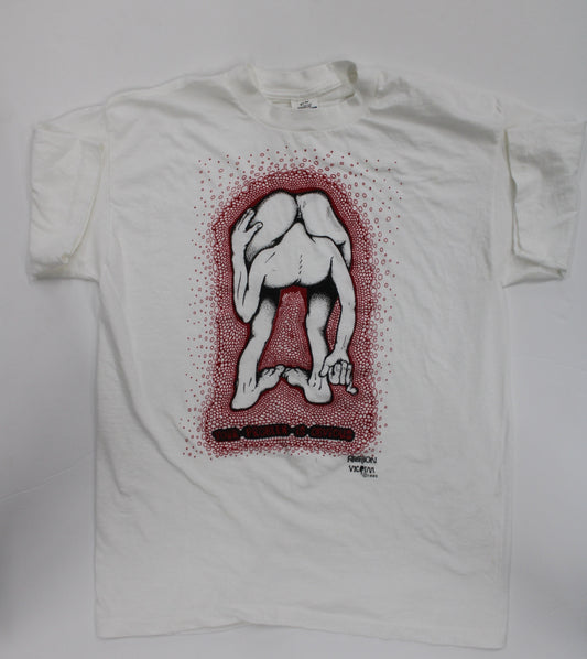 Vintage graphic t-shirt made in usa fashion victim 1988 white red human body body print body head rare 80s - 90s
