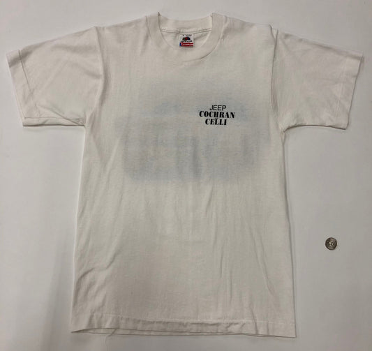 Celli cochran label fruit of the loom made in usa white t-shirt graphic vintage jeep