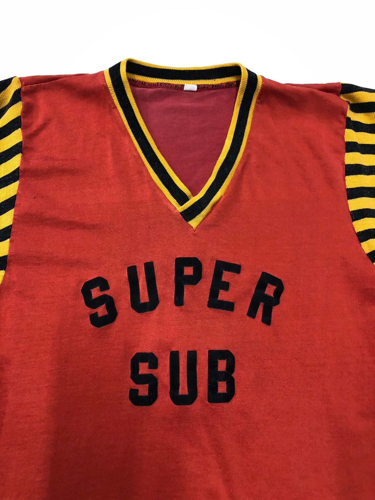 V neck super sub black yellow red jersey vintage 3