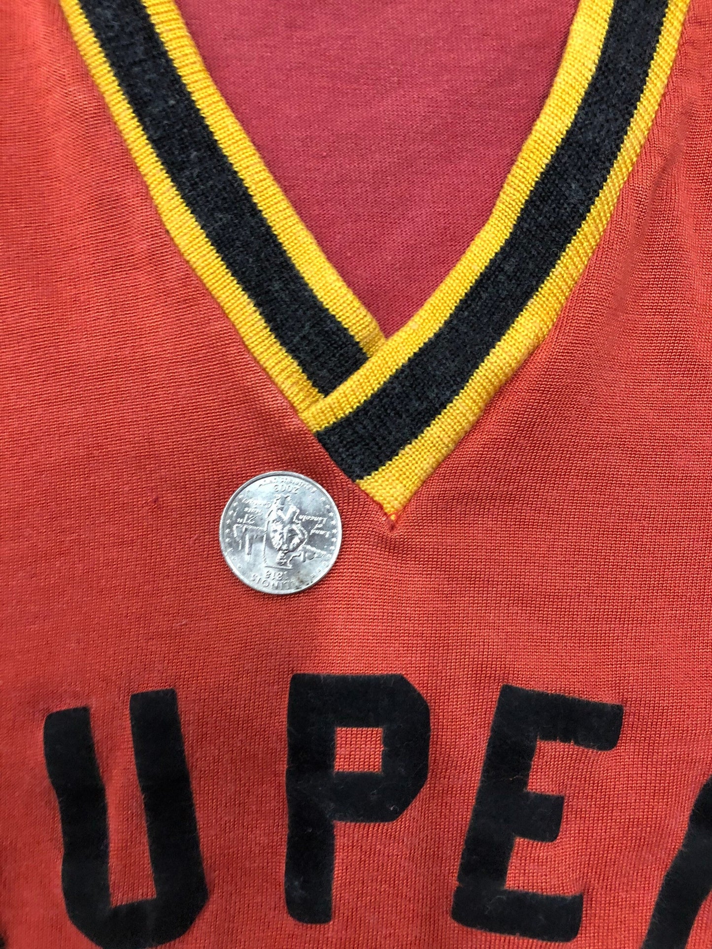 V neck super sub black yellow red jersey vintage 3