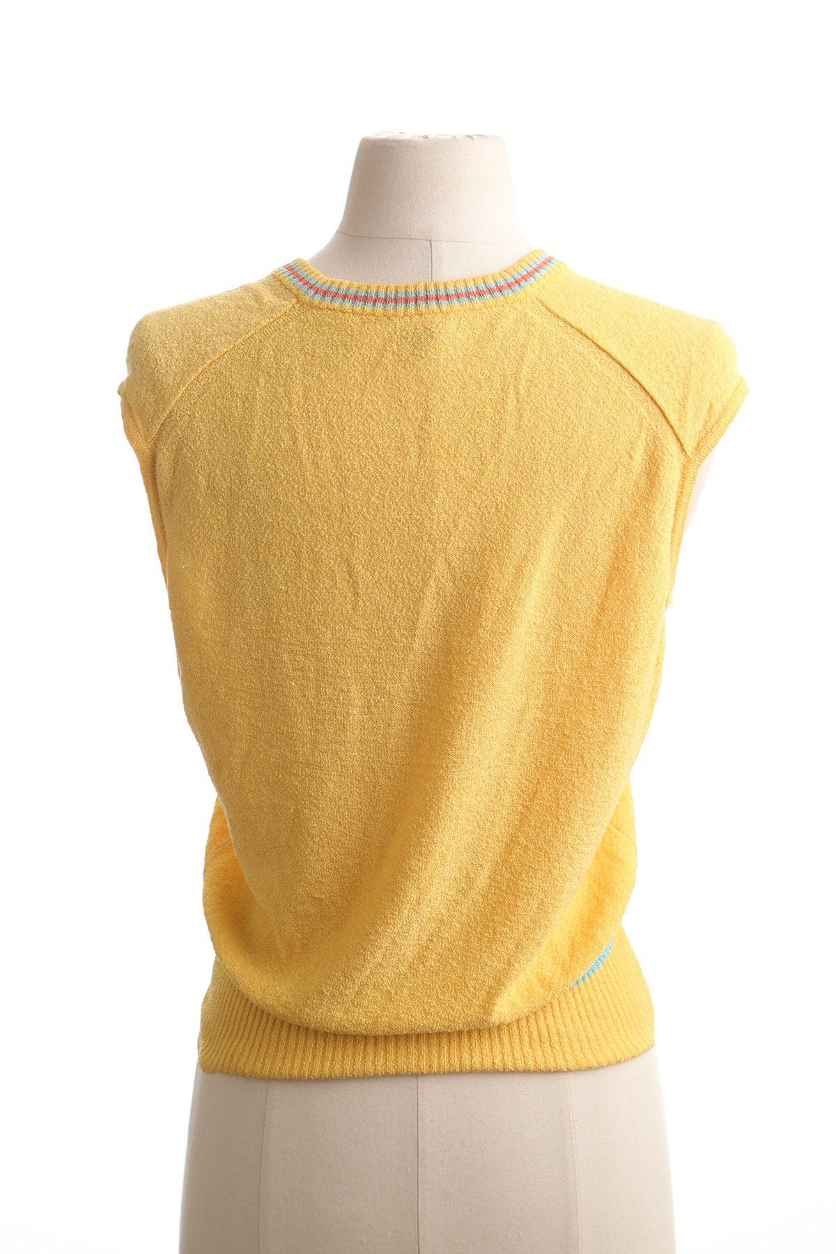 Vintage women yellow v neck sweater tennis 90's y2k blouse vest top