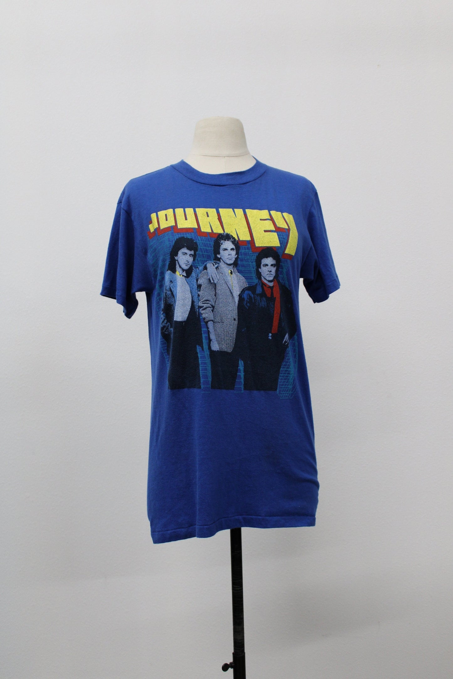 Journey vintage band t-0shirt blue raised on radio tour concert rare