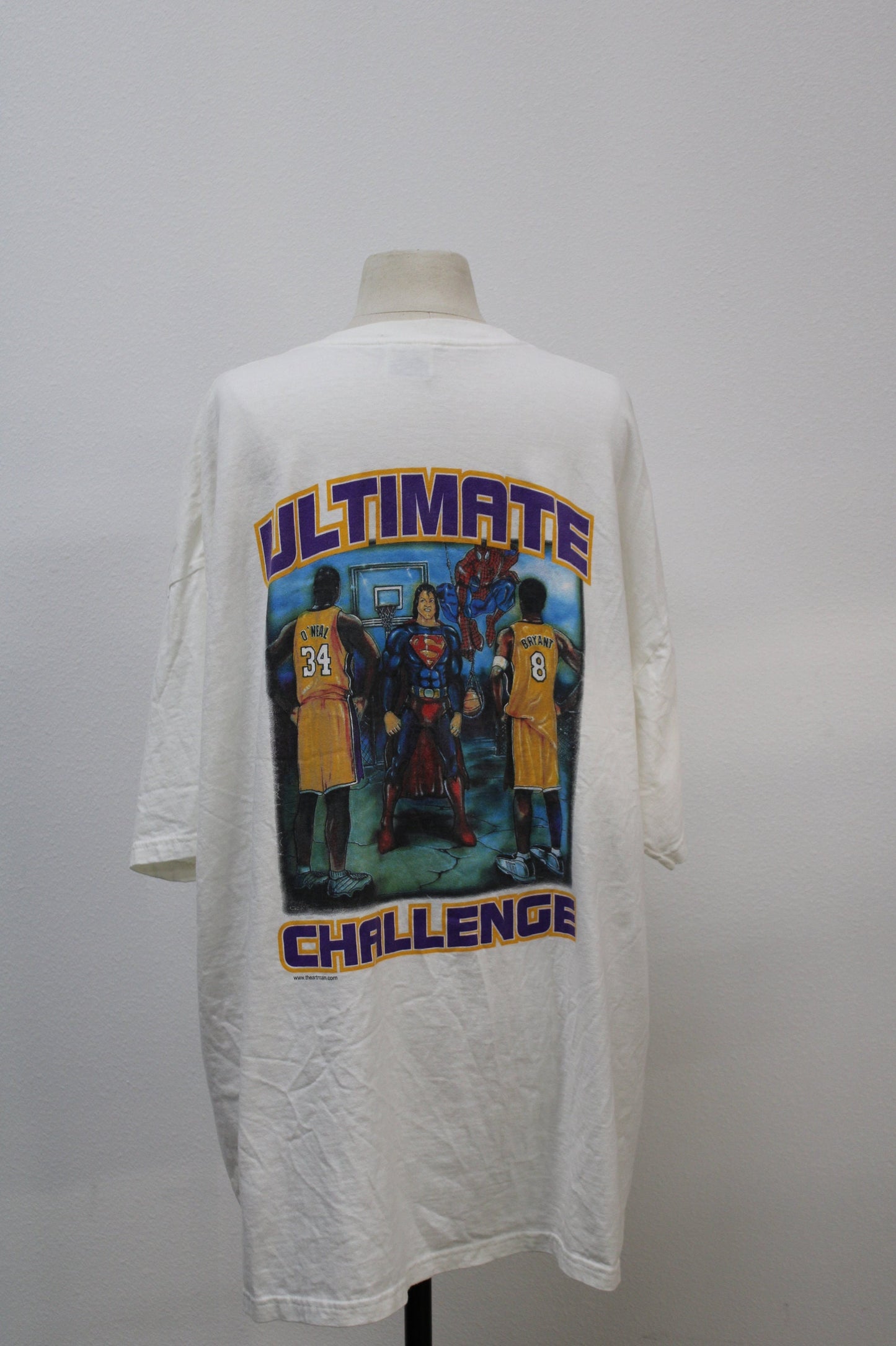 White los angeles lakers vintage rare superman spiderman 8 34 bryant o'neal ultimate challenege