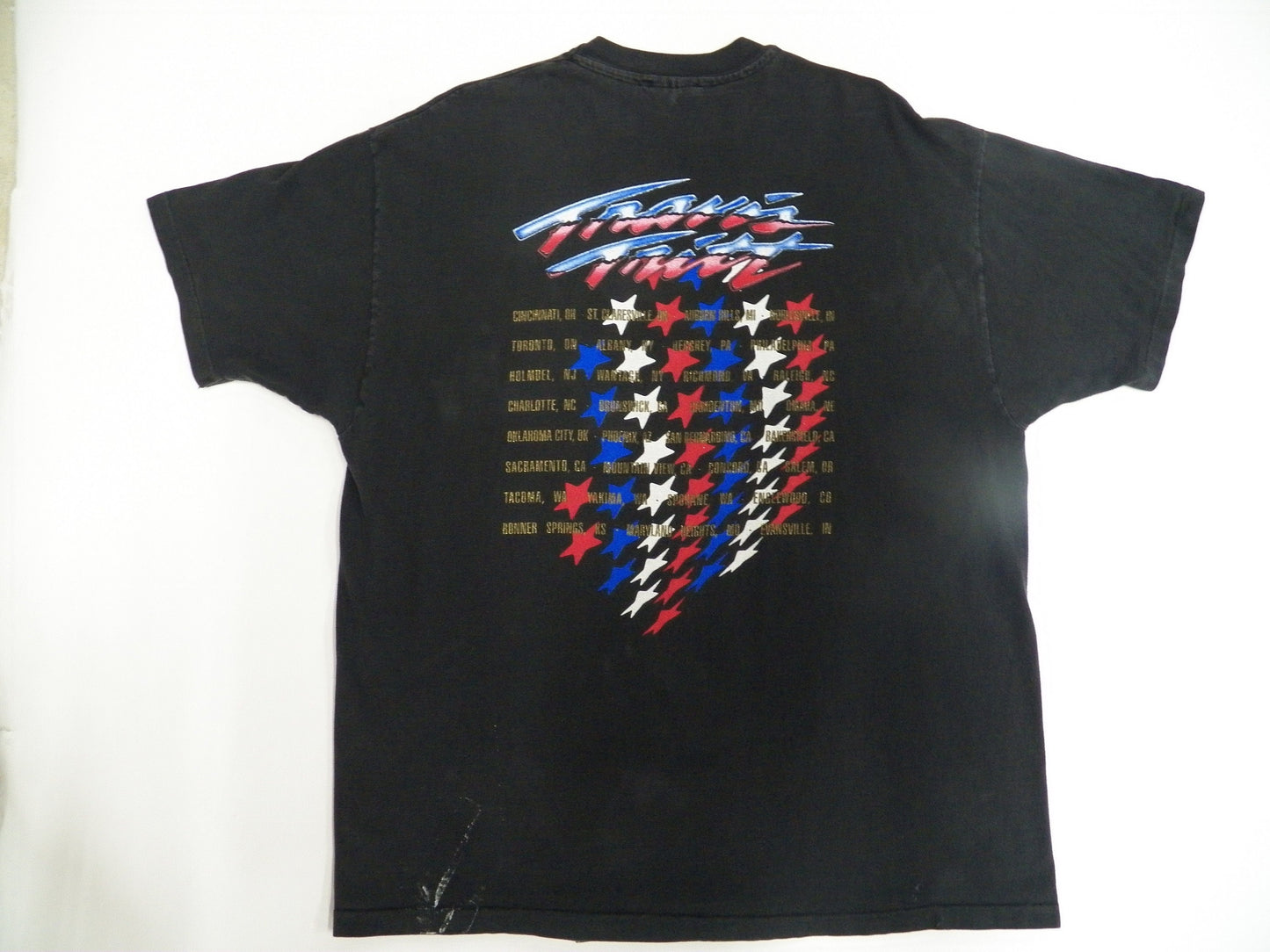 Travis tritt tour t-shirt black hanes beefy label made in usa red blue usa flag