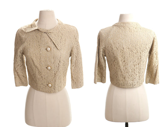 Vintage women blouse casual 50's lace formal top 60's