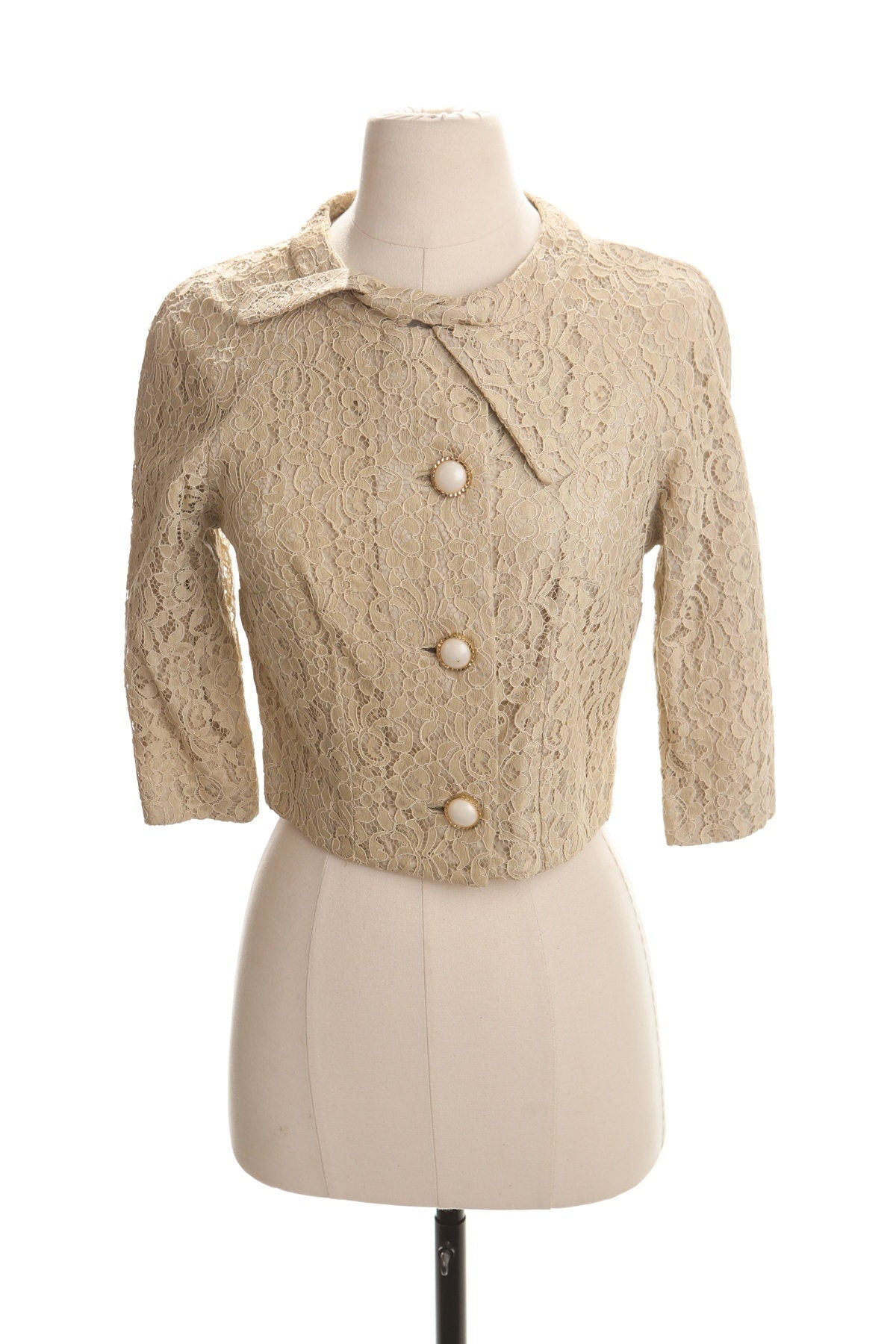 Vintage women blouse casual 50's lace formal top 60's