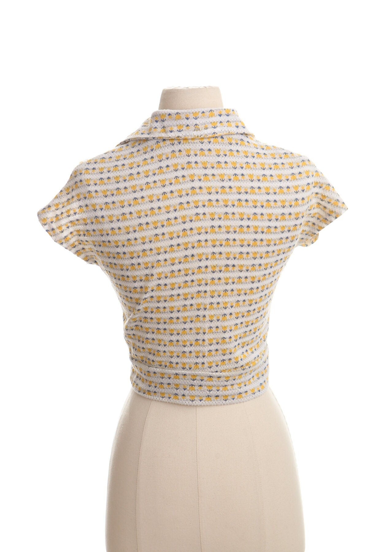 Vintage women blouse 70's white short sleeve v neck