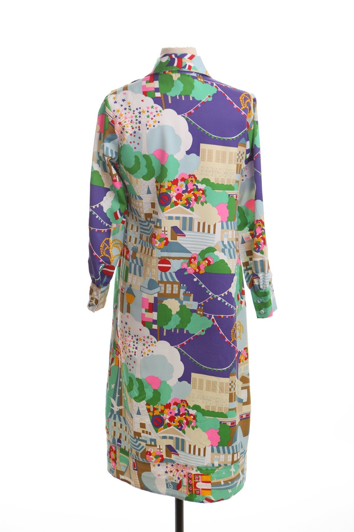 Vintage 70's 90's festival print summer dress casual mode women