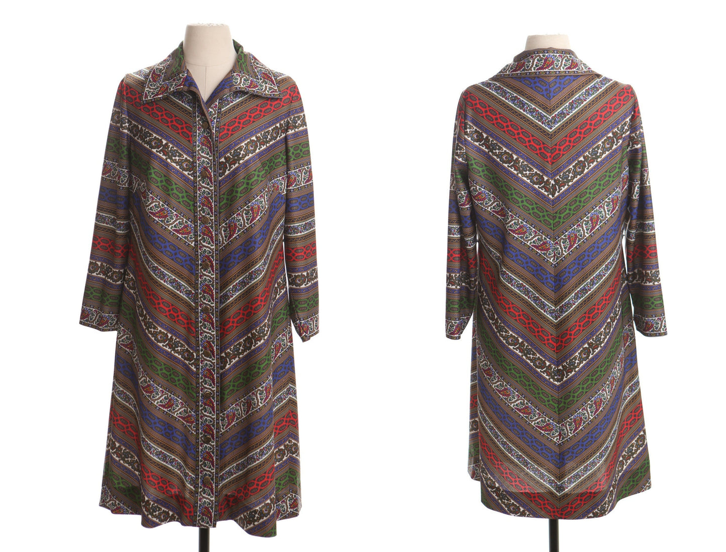 70's dress vintage brown paisley women mod