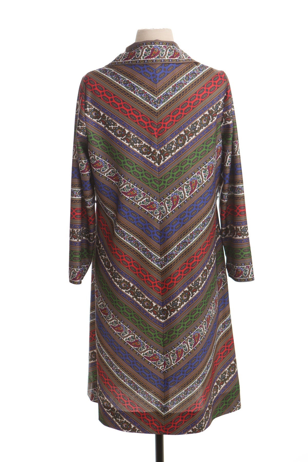 70's dress vintage brown paisley women mod