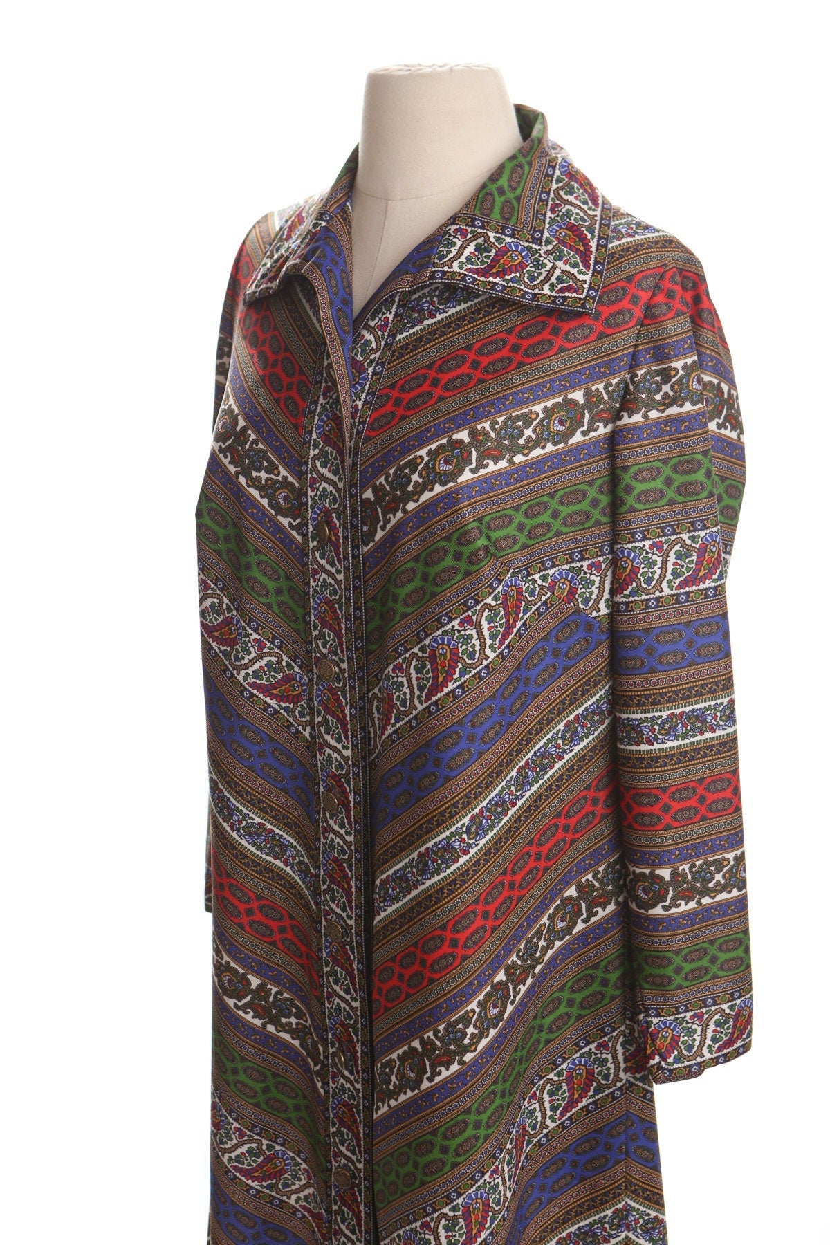 70's dress vintage brown paisley women mod