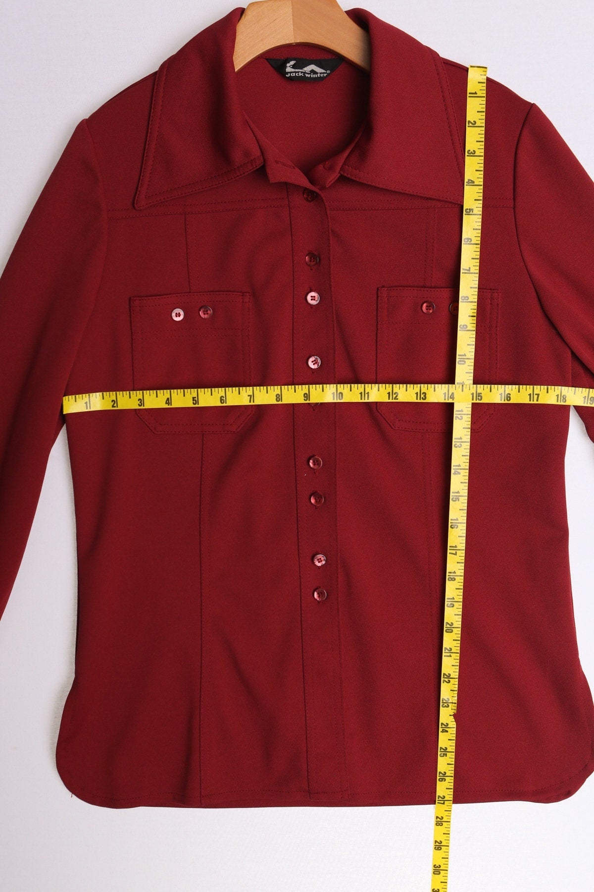 70's red disco women top blouse summer casual studio 54 butterfly neck hippie