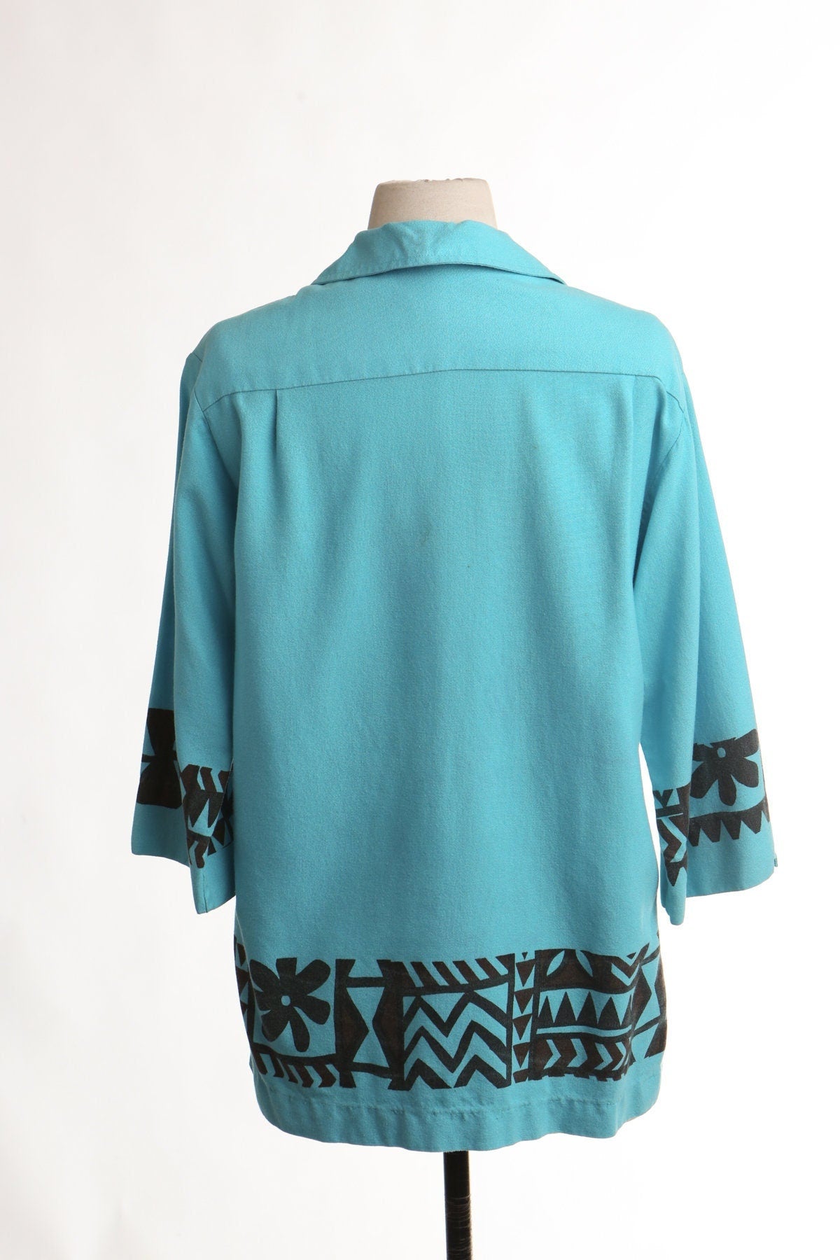 Vintage hawaiian shirt surfing blue made in samoa graphic men tatto print