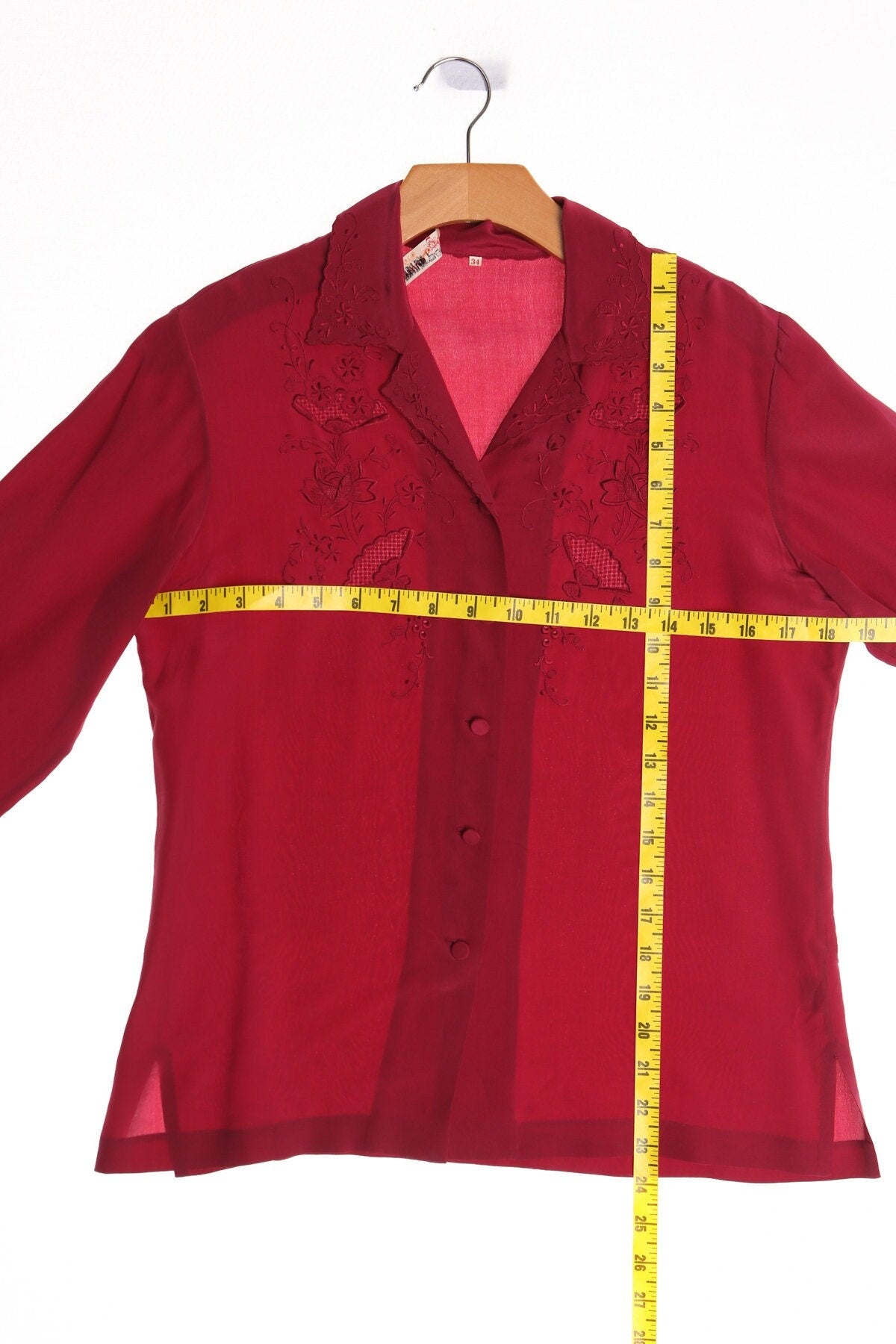 Vintage red embroidered chinese blouse floral da fu gui hand embroidered hangzhou china top women