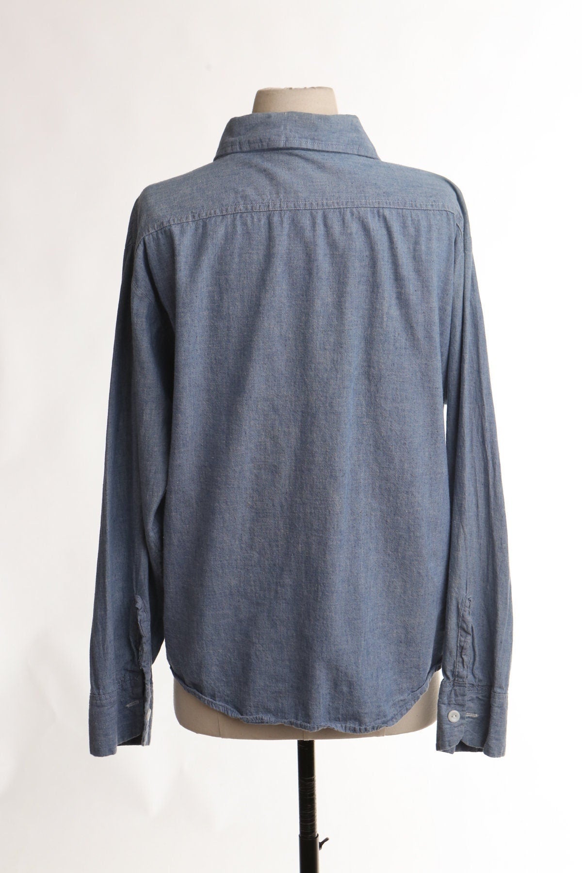 Vintage work shirt 70's 60's blue button utility prison men
