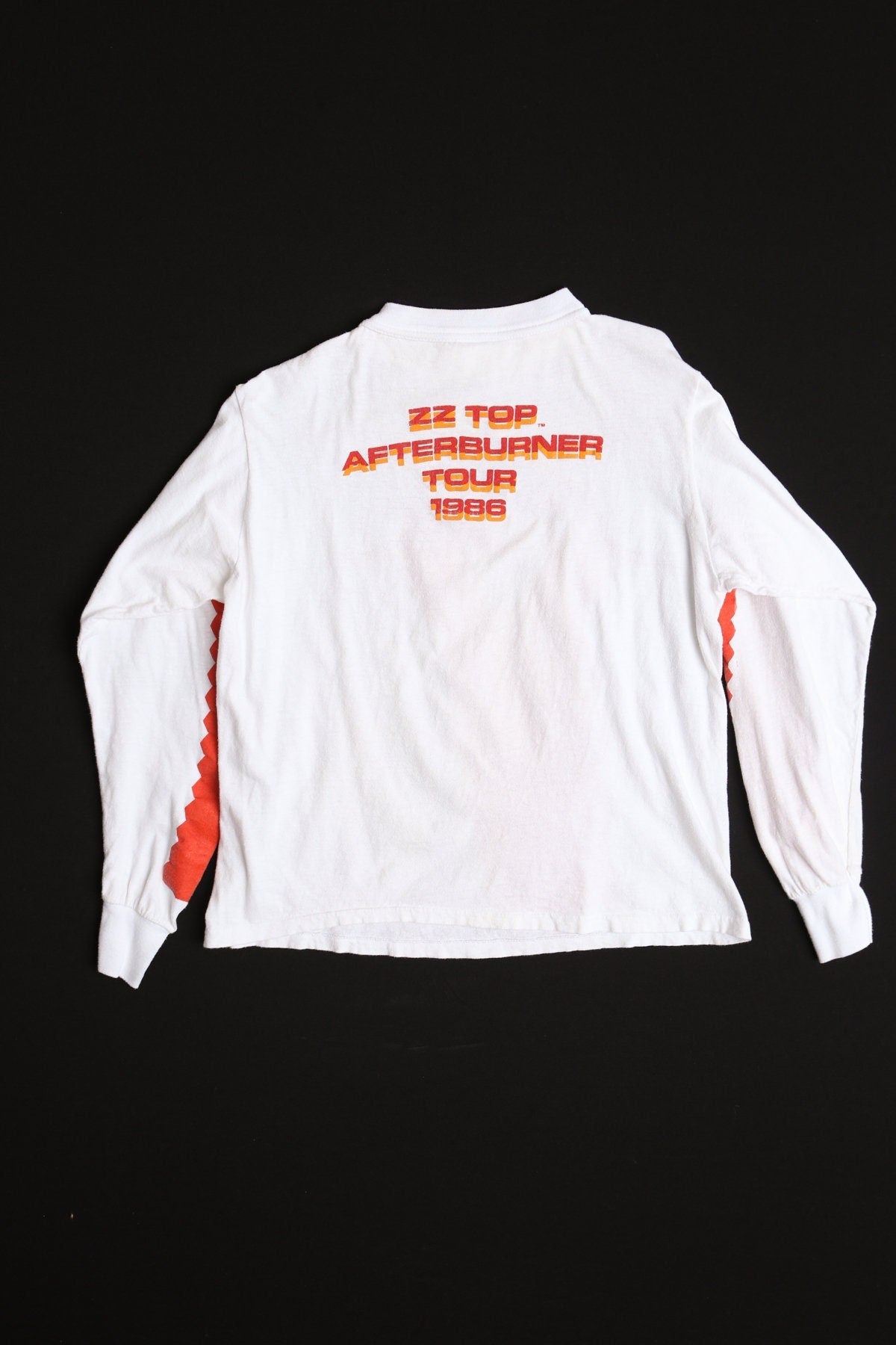 Vintage long sleeve zz top rock shirt white hot rod band graphic afterburner 1986 tour