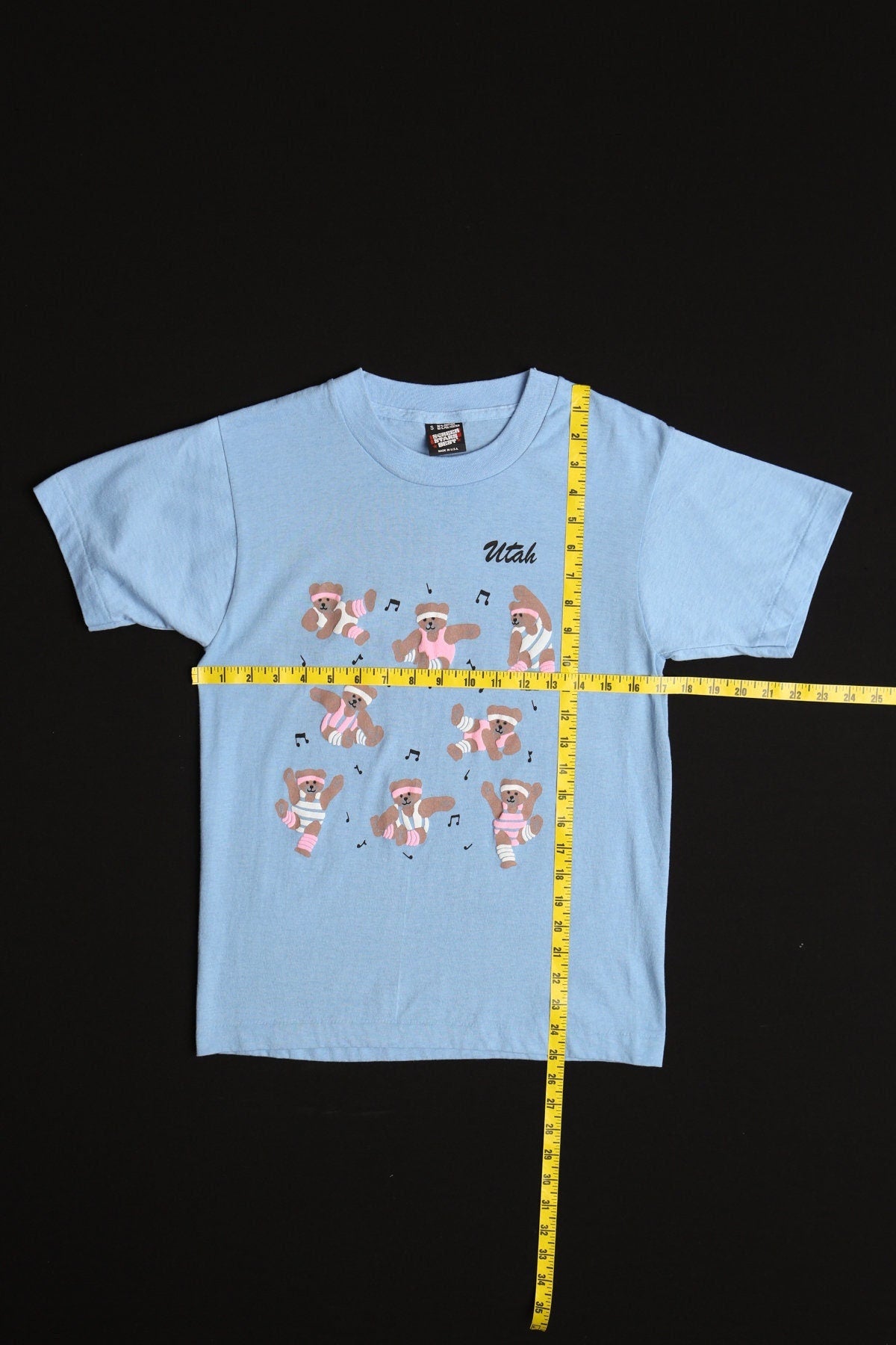 Vintage t-shirt utah blue teddy bear gymnastics aerobics 80's