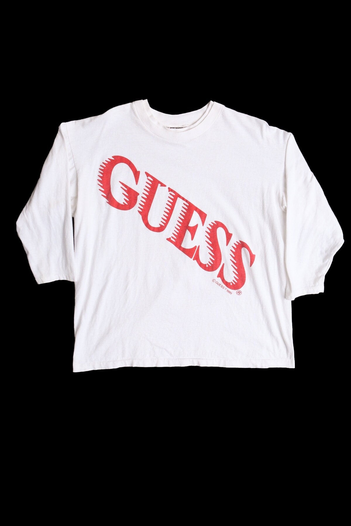 Vintage guess graphic shirt long sleeve 80's 90's white 1989