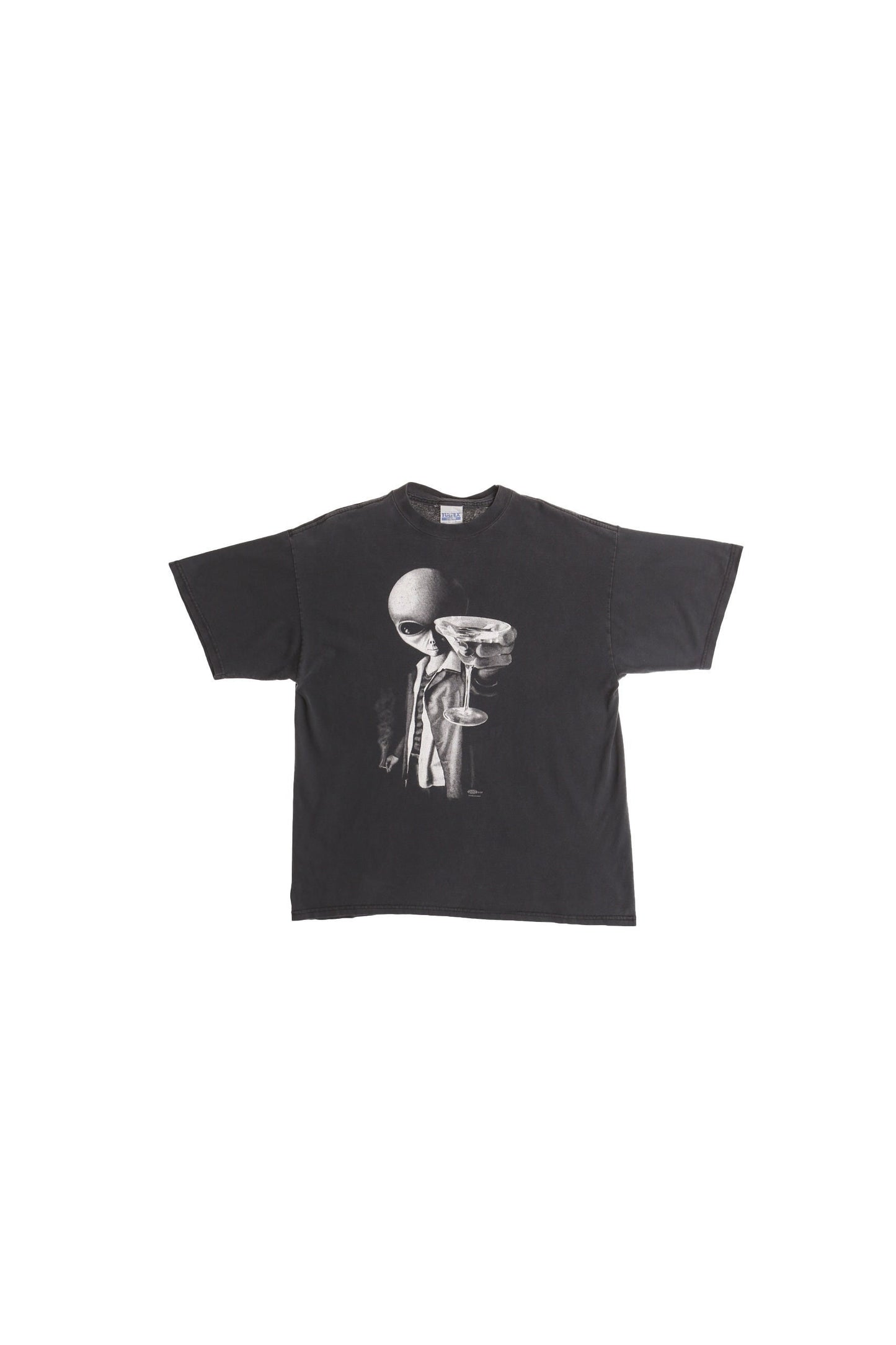 Vintage alien ufo graphic t-shirt shirt black martini bar cocktail bluehair 90's