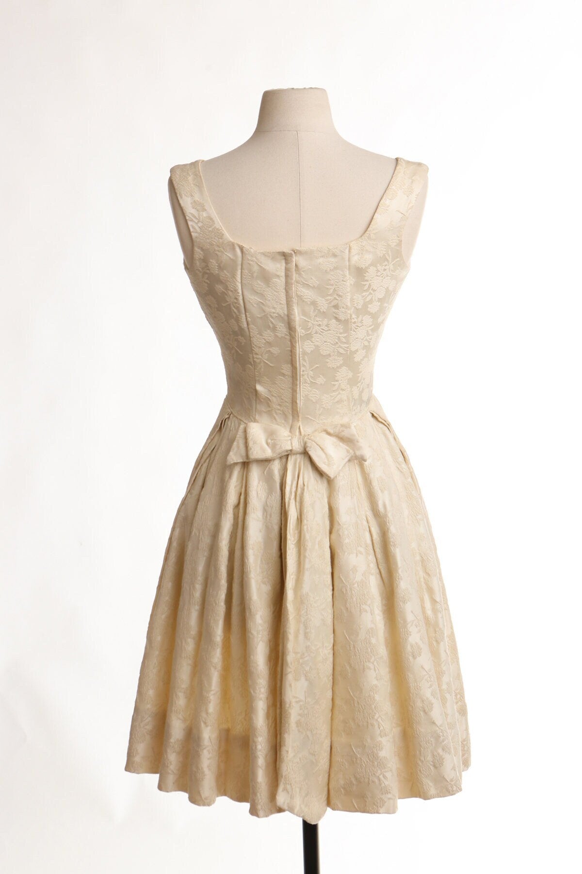 Vintage 50's dress evening casual women beige ball gown rockabilly adeline formal bridal fashion