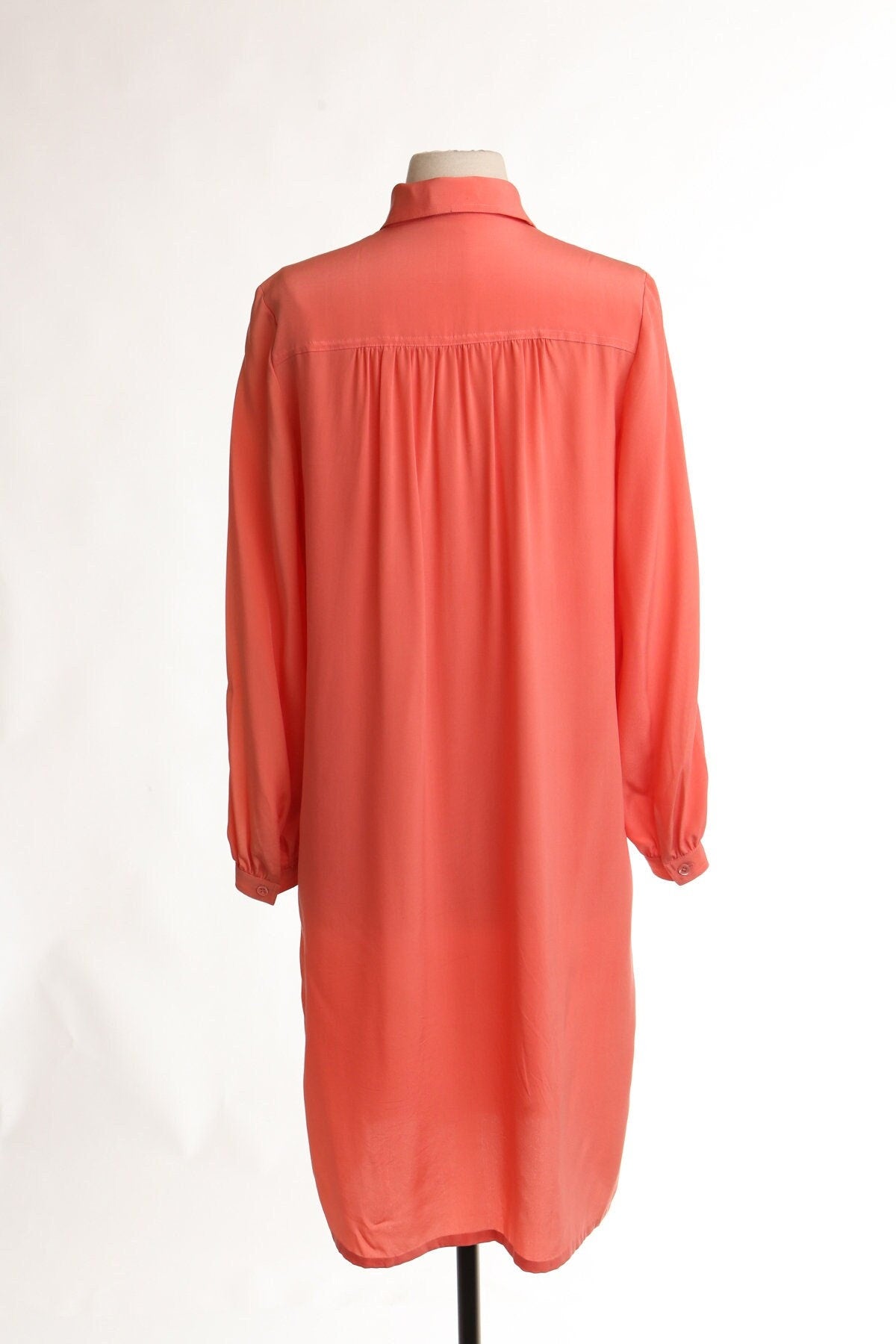 Vintage women pink silk dress 90's casual 80's y2k button boho