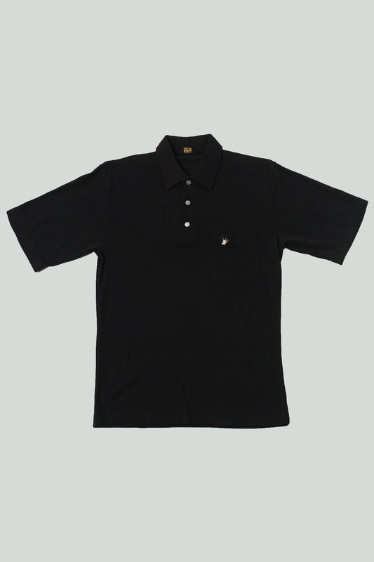 Vintage 50's 60's button up short sleeve casual shirt men rockabilly black front pocket