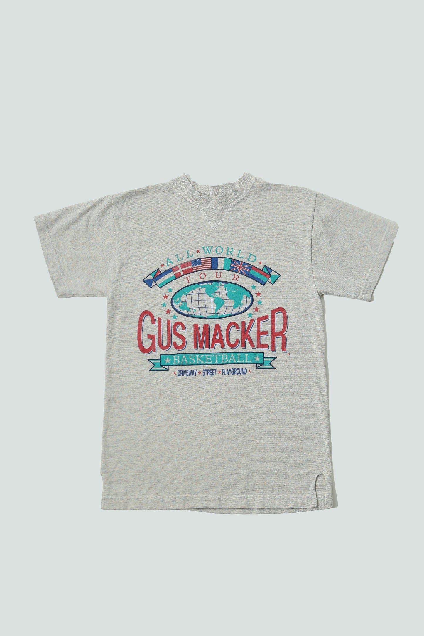 Basketball tour vintage t-shirt gray gus macker graphic all world street playground driveway