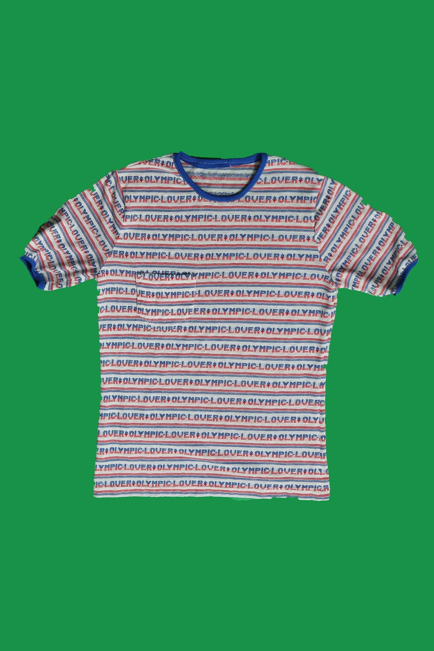 70's graphic t-shirt red white blue olympic lover print