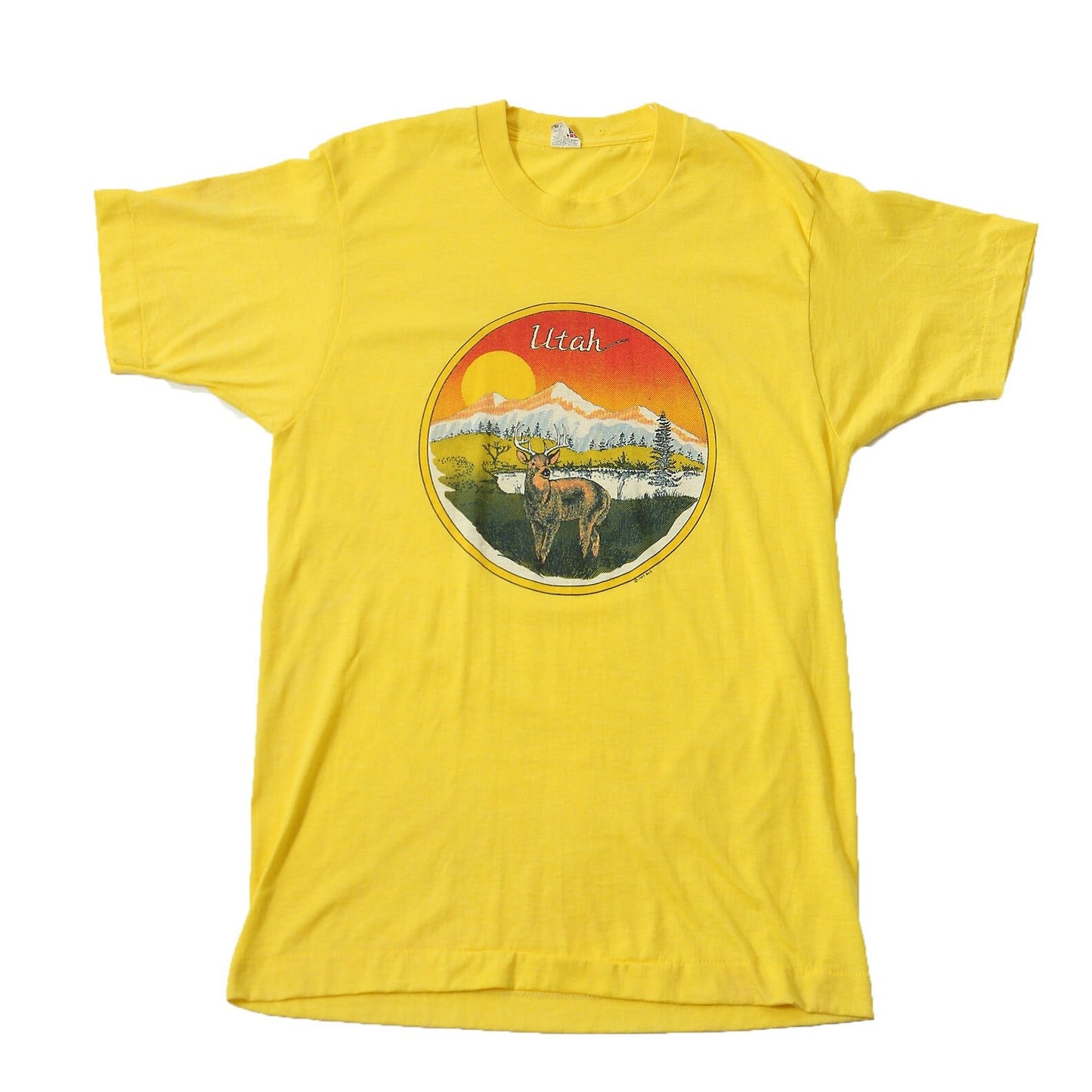 Utah vintage t-shirt yellow nature deer 70's graphic mountains