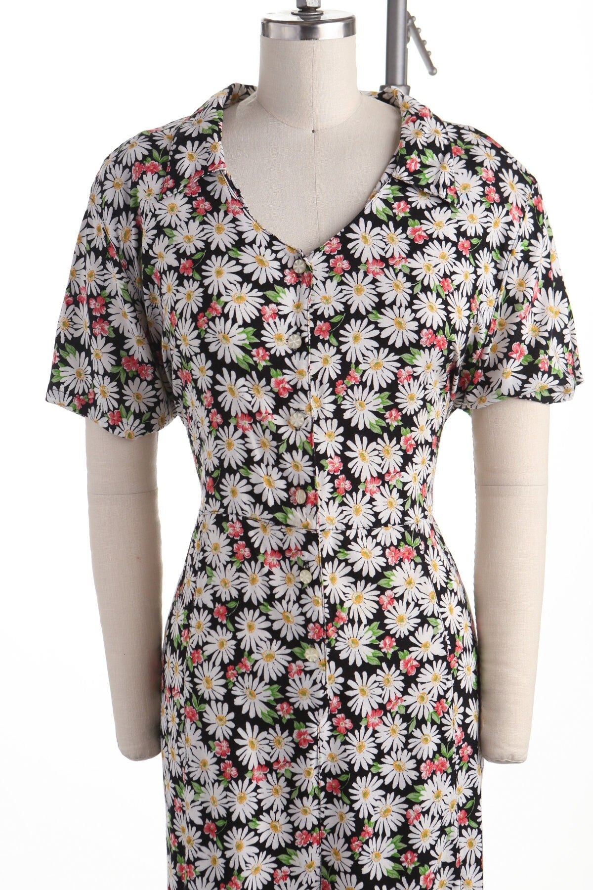 Vintage dress floral print white black romper jumpsuit women 90's y2k back belt