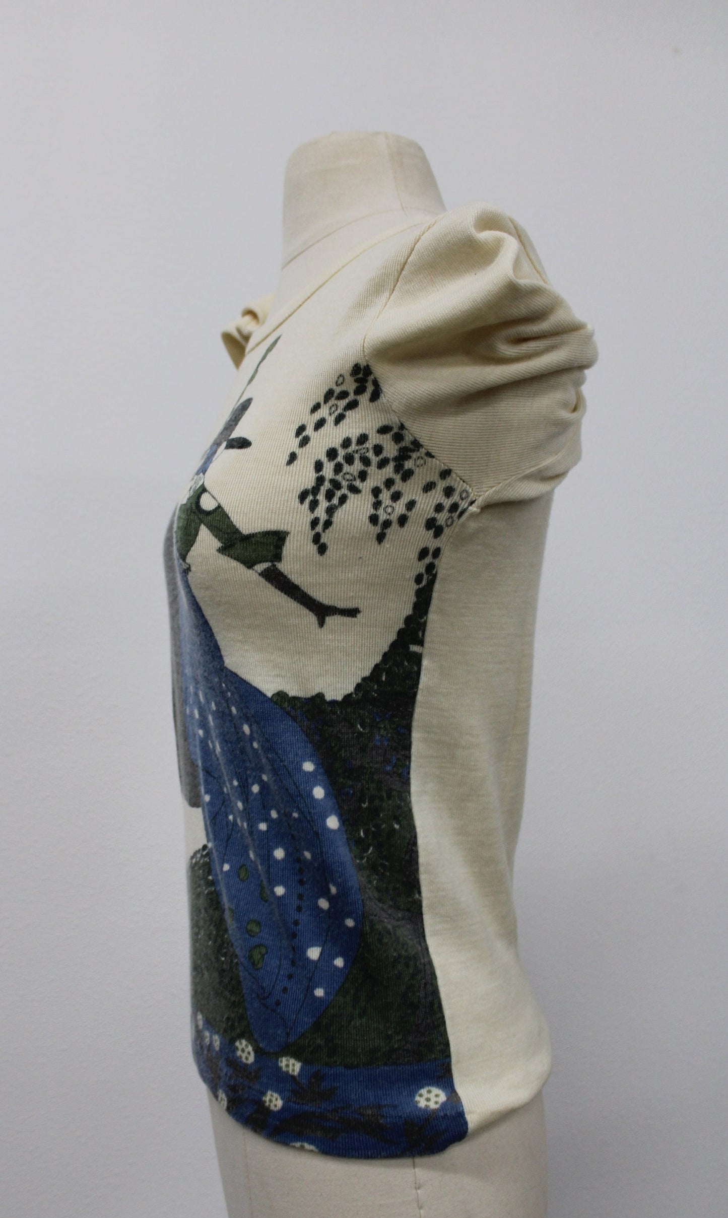 Lady horse 70's top beige 70's print hand loomed rossana label