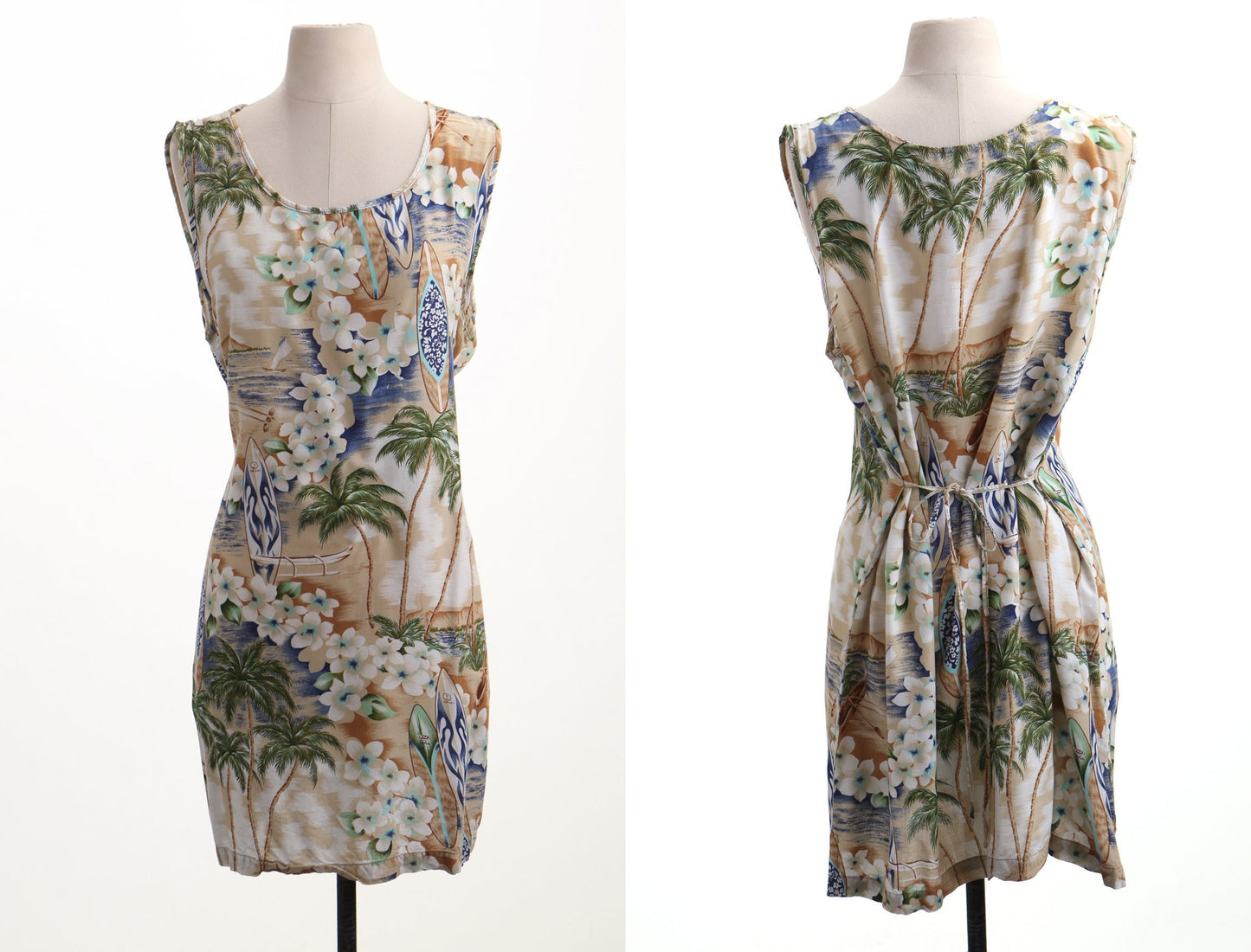 Vintage 90's hawaiian dress beige surf