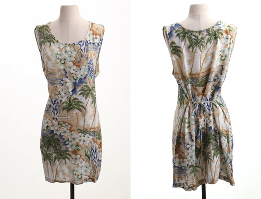 Vintage 90's hawaiian dress beige surf