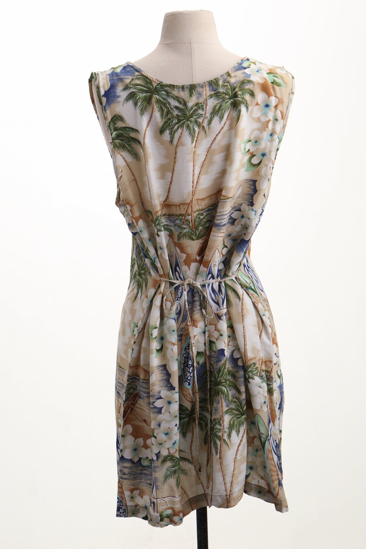 Vintage 90's hawaiian dress beige surf