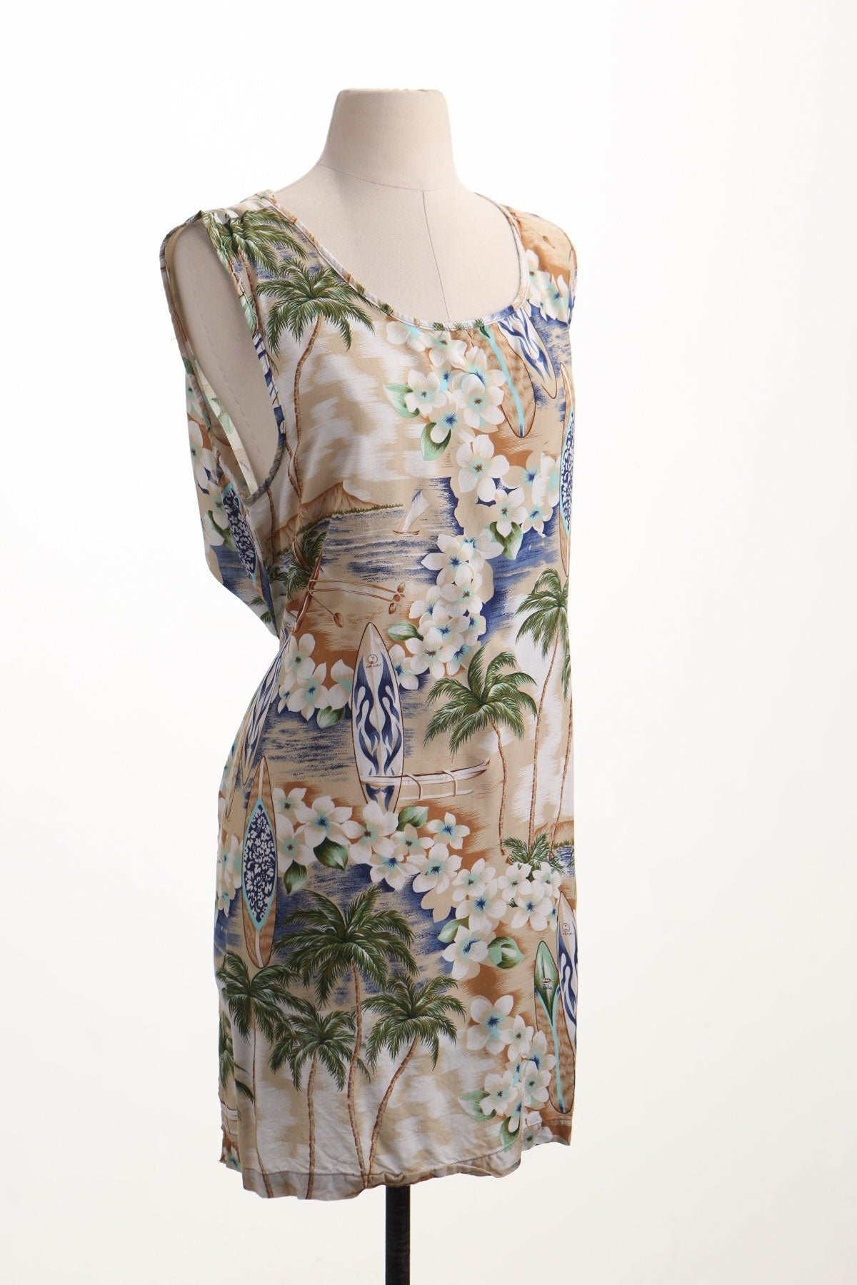 Vintage 90's hawaiian dress beige surf