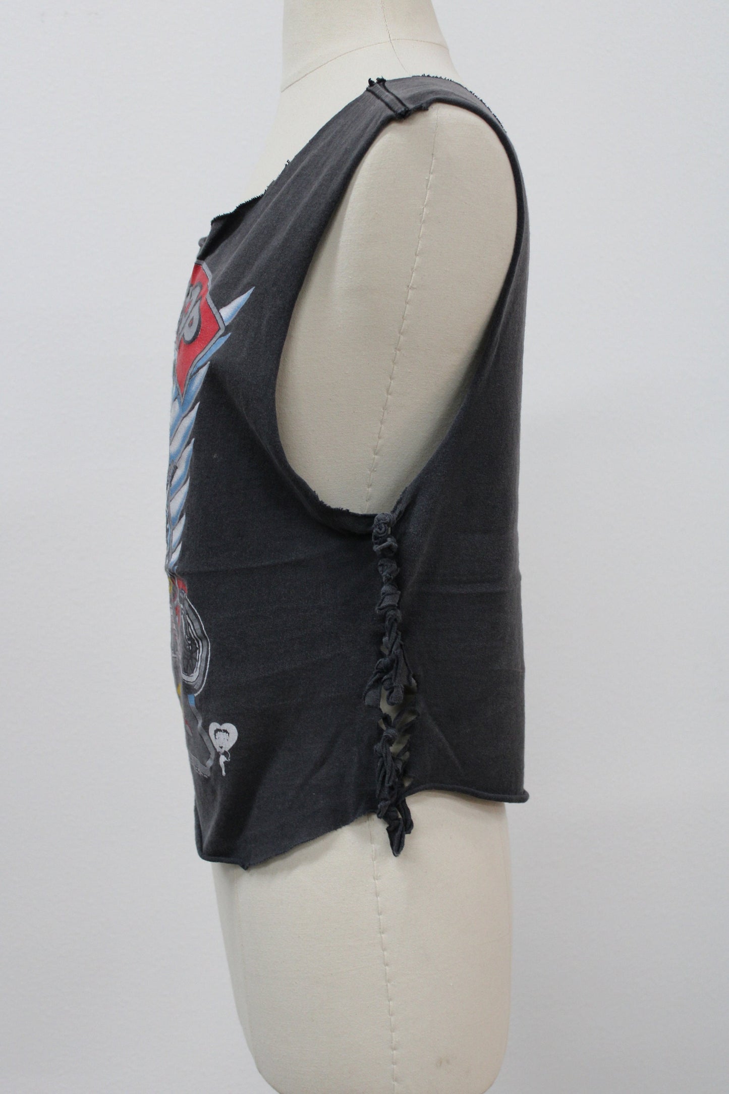 Tank top betty boop black biker motorcycle top costume made hand knit vintage rocker t-shirt