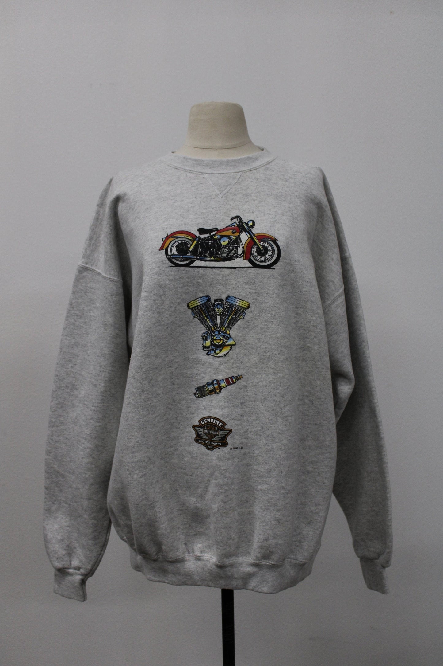 Harley davidson vintage sweatshirt biker motorcycle sparkplug print xl made in usa