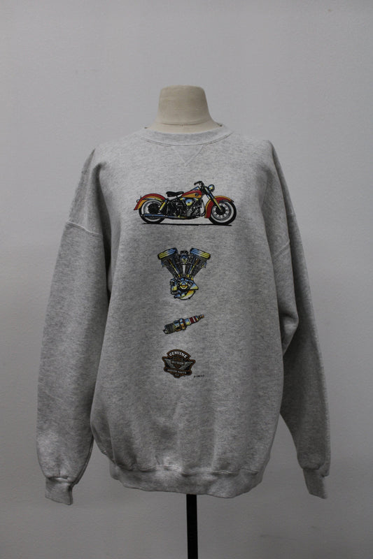 Harley davidson vintage sweatshirt biker motorcycle sparkplug print xl made in usa