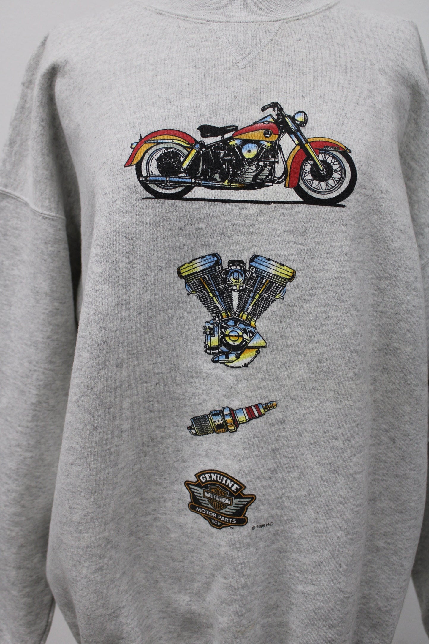 Harley davidson vintage sweatshirt biker motorcycle sparkplug print xl made in usa