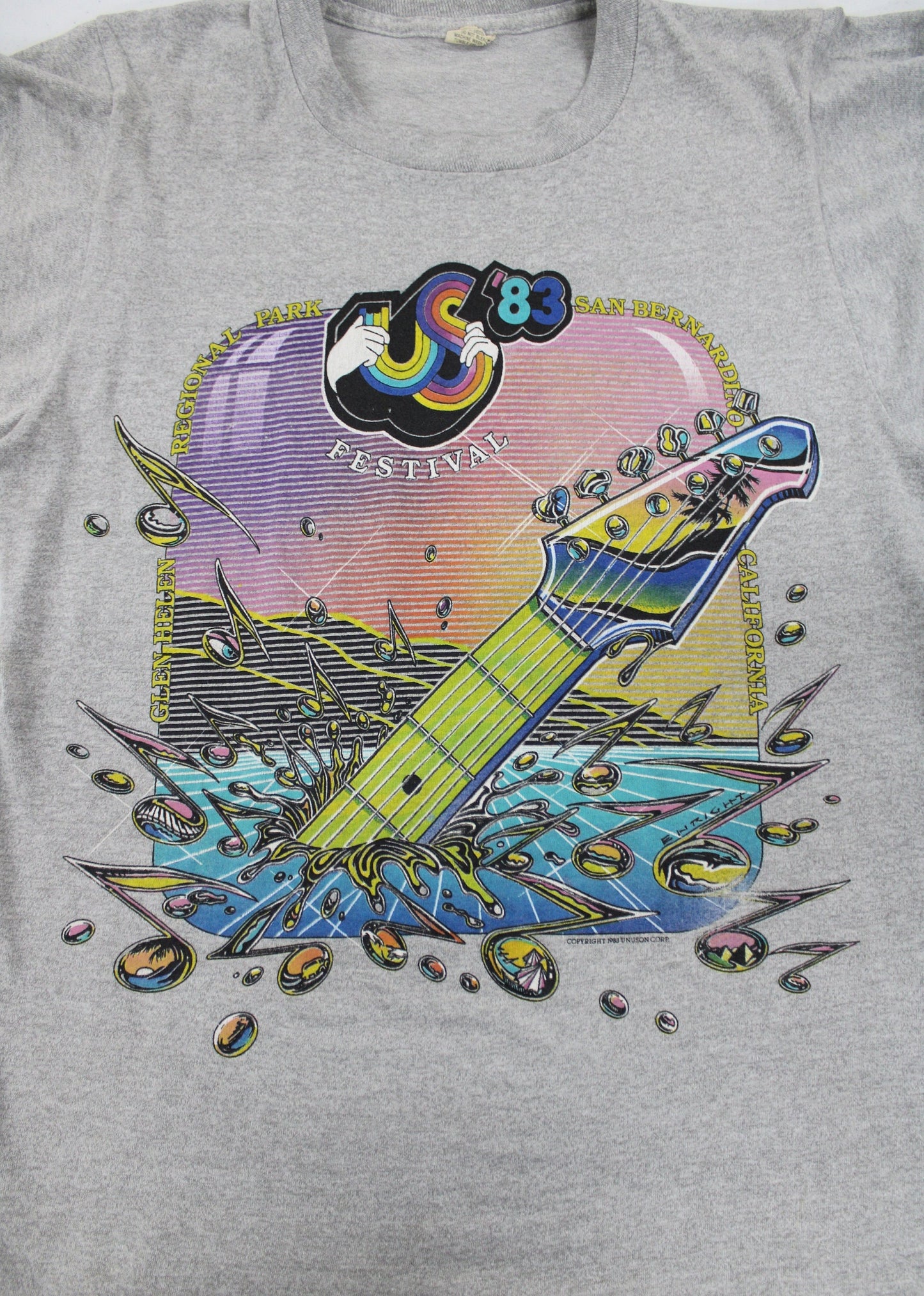 83 us festival music t-shirt oingo boingo van halen david bowie u2 the clash scorpions joe walsh stray cats judas priest ozzy osbourne