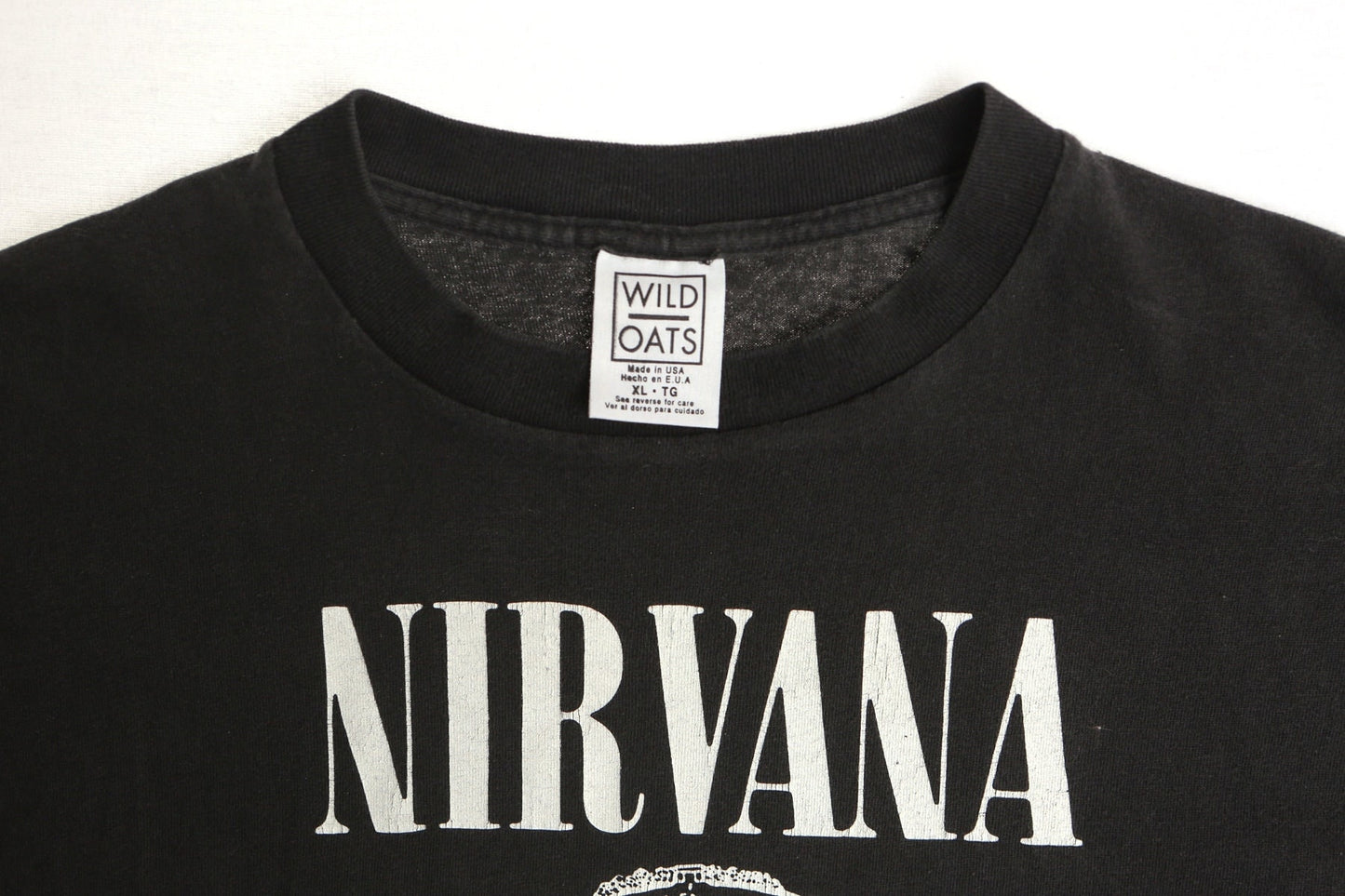 Vintage nirvana 90's rock band graphic t-shirt shirt black wild oats made in usa xl