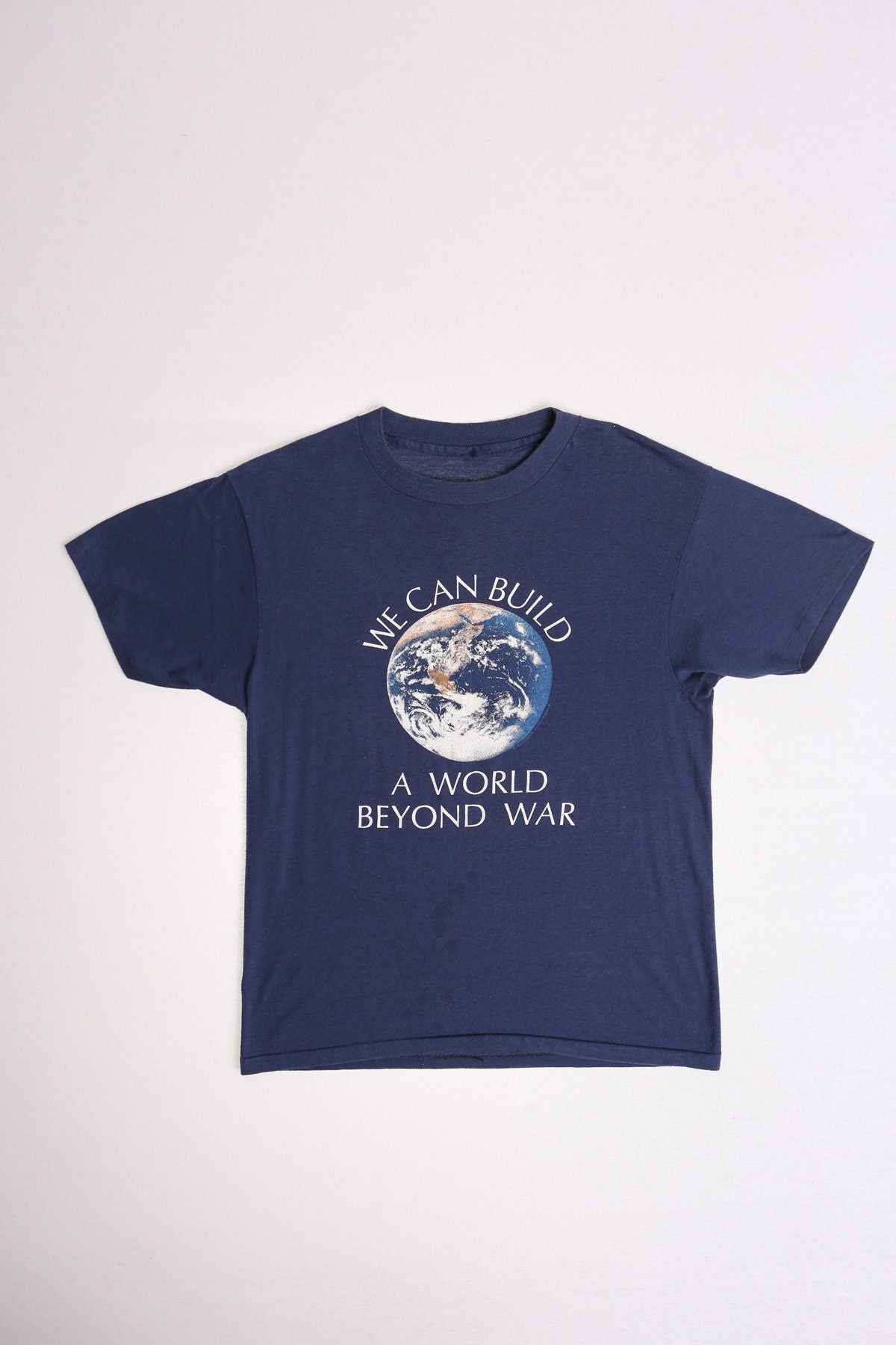 Vintage planet earth world war build 70's blue save enviroment no