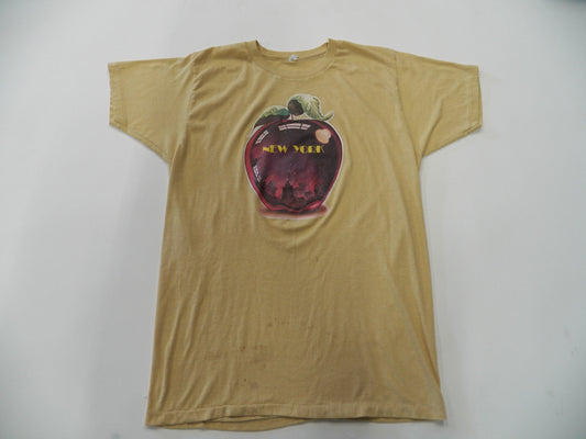 Vintage new york apple graphic t-shirt new york city beige 70's